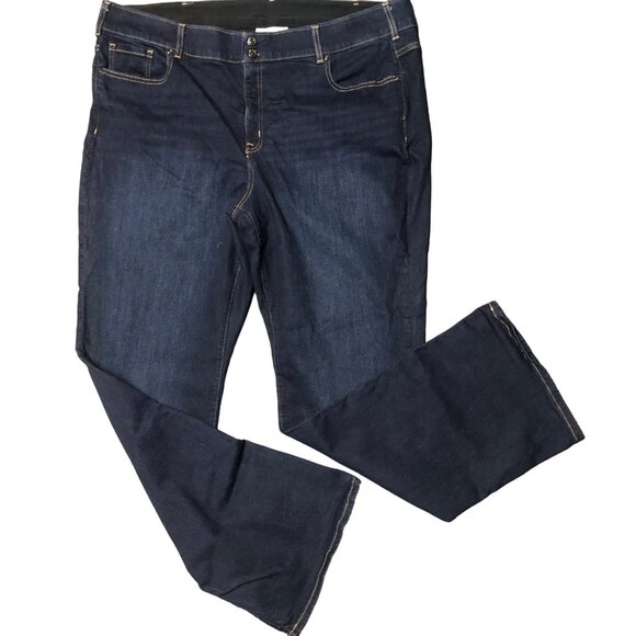 Lane Bryant Jeans Womens Size 26L Blue Dark Wash Stretch Denim Elastic Waist - Picture 1 of 7